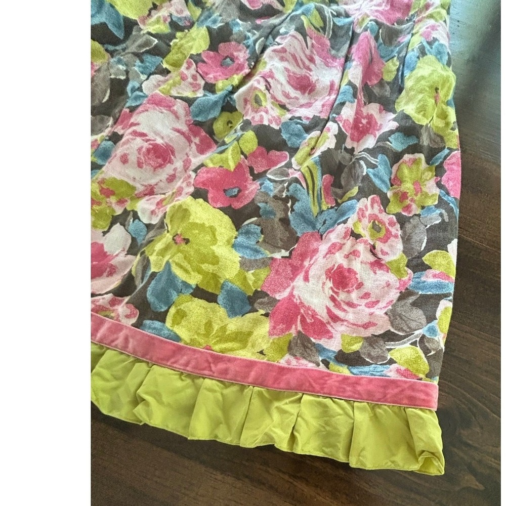 J. Jill Skirt 100% Linen Pleated Floral Feminine Cottagecore Colorful‎ Sz Small - Picture 2 of 7